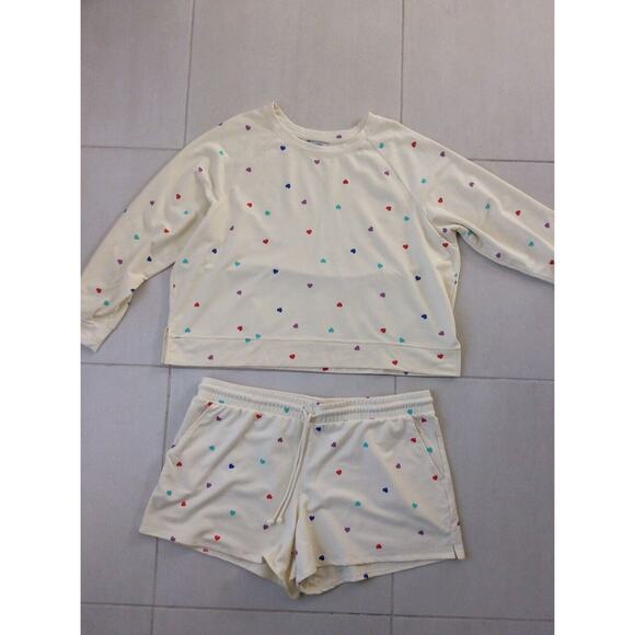 Wildfox Shorts Pajama Set Heart Sleepwear Loungewear - Picture 1 of 9